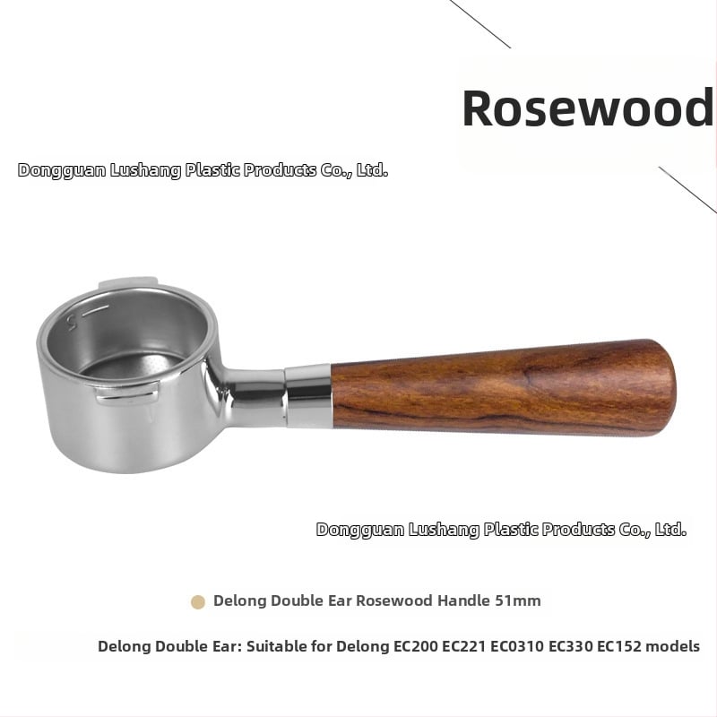 Λαβή πορτοφίλτερ χωρίς κάτω για κεφαλή E61, ανοξείδωτο ατσάλι με ξύλινο κράτημα, συμβατή με Delong, Platinum Rich και Aibao