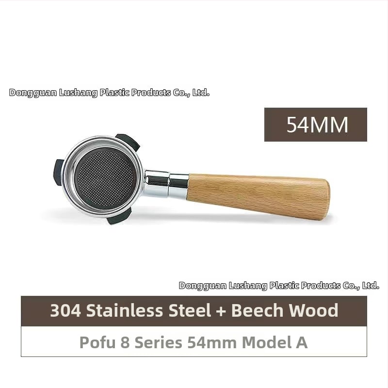 Λαβή πορτοφίλτερ χωρίς κάτω για κεφαλή E61, ανοξείδωτο ατσάλι με ξύλινο κράτημα, συμβατή με Delong, Platinum Rich και Aibao