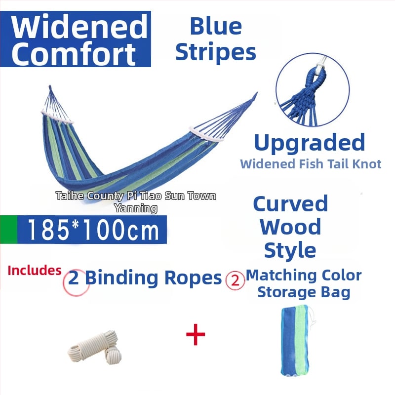 Függőágy – vászon, görbült rúd dizájn; Source márka; teherbírás 100–200 kg; tömeg 500–1500 g