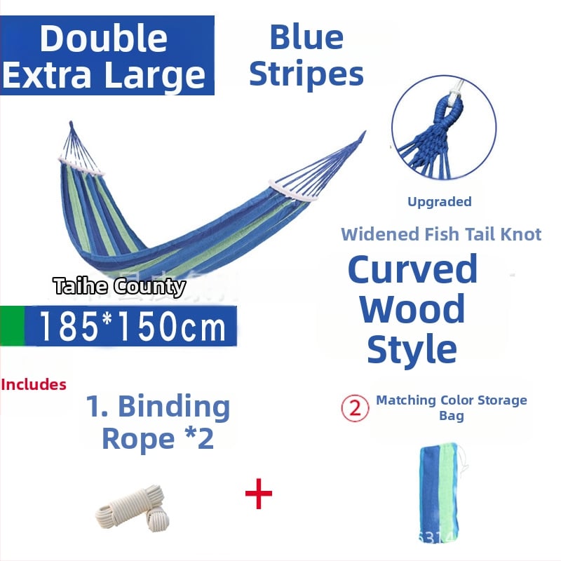 Függőágy – vászon, görbült rúd dizájn; Source márka; teherbírás 100–200 kg; tömeg 500–1500 g