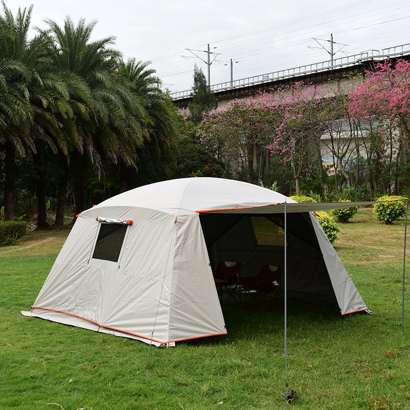 Навес за къмпинг с двойно покритие, стоманена рамка, плат 150D Oxford, четирисезонна водоустойчивост, монтаж необходим