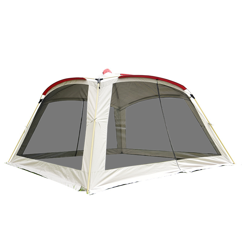 Навес за къмпинг с двойно покритие, стоманена рамка, плат 150D Oxford, четирисезонна водоустойчивост, монтаж необходим