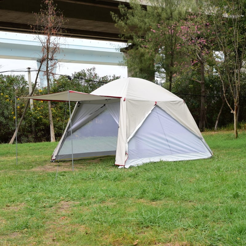 Навес за къмпинг с двойно покритие, стоманена рамка, плат 150D Oxford, четирисезонна водоустойчивост, монтаж необходим