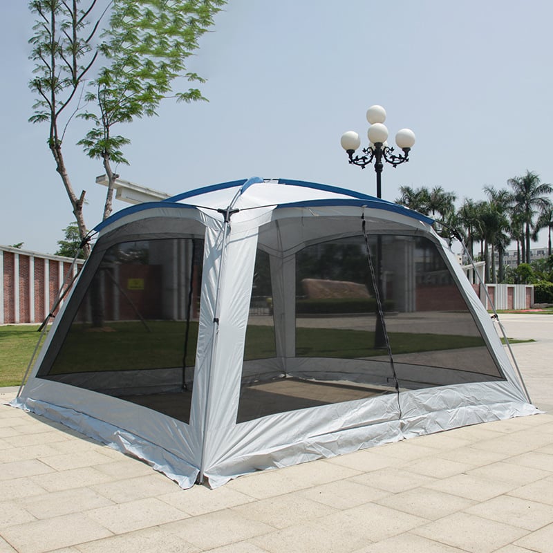 Навес за къмпинг с двойно покритие, стоманена рамка, плат 150D Oxford, четирисезонна водоустойчивост, монтаж необходим