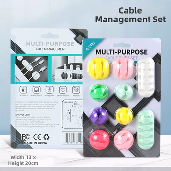 Clepsidă pentru cabluri de birou, set 10 buc., organizator cu mai multe găuri pentru cabluri și date, model CK01, material TPR