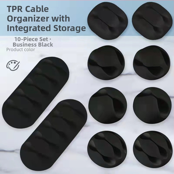 Clepsidă pentru cabluri de birou, set 10 buc., organizator cu mai multe găuri pentru cabluri și date, model CK01, material TPR
