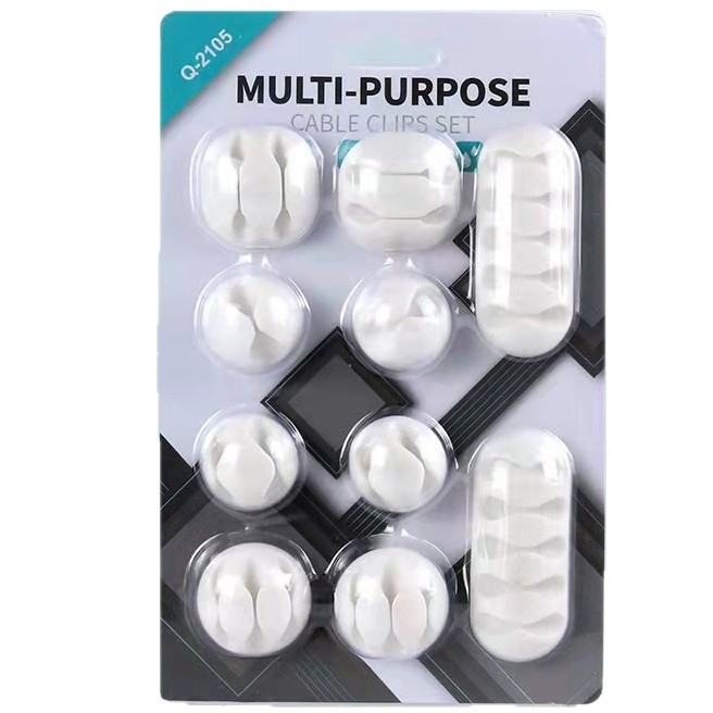 Clepsidă pentru cabluri de birou, set 10 buc., organizator cu mai multe găuri pentru cabluri și date, model CK01, material TPR