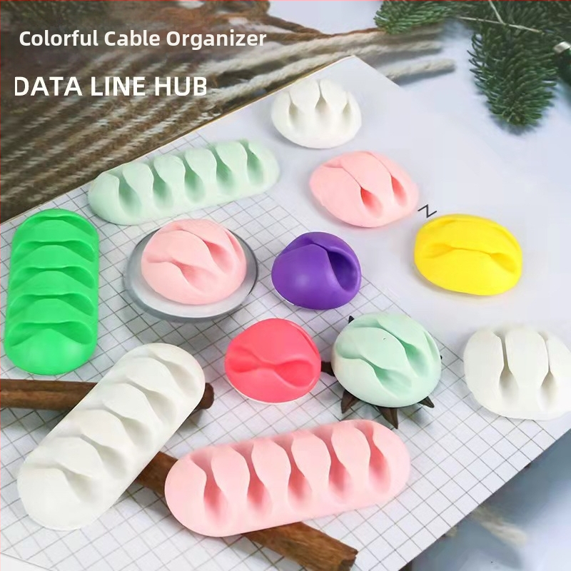 Clepsidă pentru cabluri de birou, set 10 buc., organizator cu mai multe găuri pentru cabluri și date, model CK01, material TPR