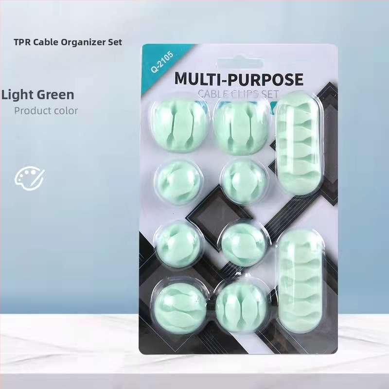 Clepsidă pentru cabluri de birou, set 10 buc., organizator cu mai multe găuri pentru cabluri și date, model CK01, material TPR