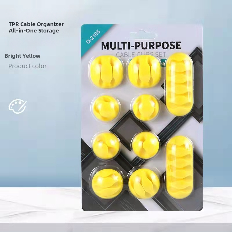 Clepsidă pentru cabluri de birou, set 10 buc., organizator cu mai multe găuri pentru cabluri și date, model CK01, material TPR
