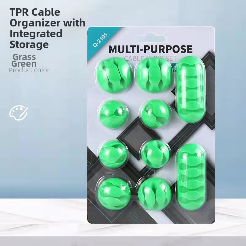 Clepsidă pentru cabluri de birou, set 10 buc., organizator cu mai multe găuri pentru cabluri și date, model CK01, material TPR