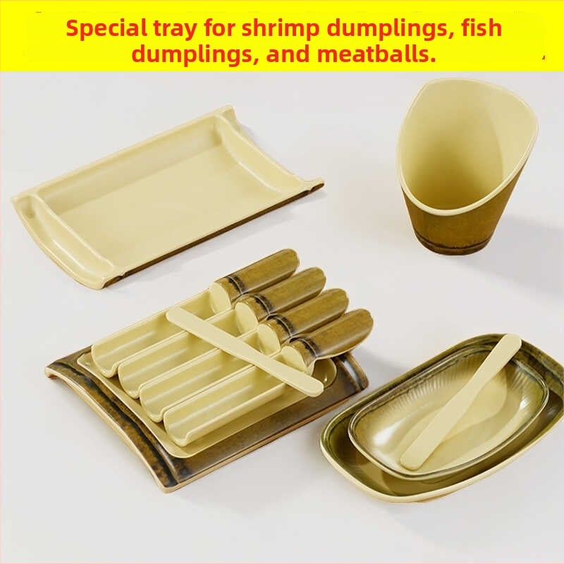 Μελαμινικός εργαλείος σχηματισμού κεφτέδων γαρίδας και ψαριού με σχεδιασμό μπαμπού σωλήνα, μη συμβατό με μικροκύματα