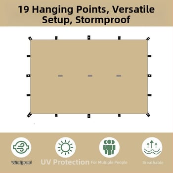 19-pontos piramisszerű kemping árnyékoló sátor (Xin ao, kód 0516, anyag: pamut, vízállóság: 3000–6000 mm, forma: négyzetes)