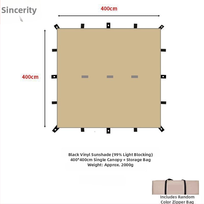 19-pontos piramisszerű kemping árnyékoló sátor (Xin ao, kód 0516, anyag: pamut, vízállóság: 3000–6000 mm, forma: négyzetes)