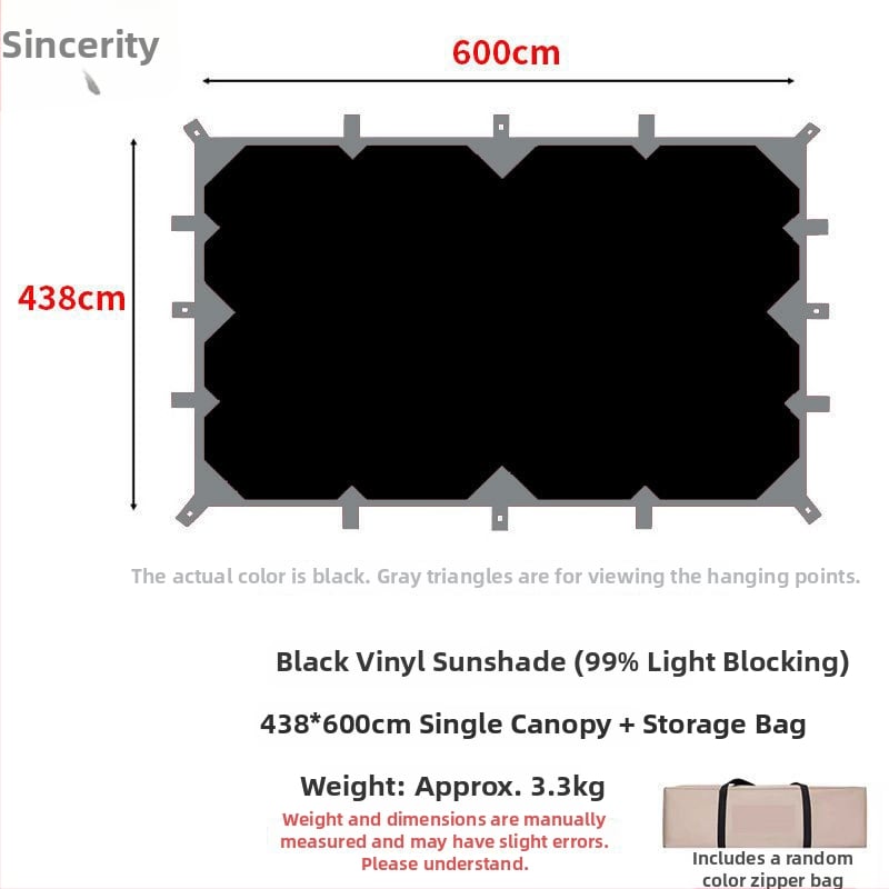 19-pontos piramisszerű kemping árnyékoló sátor (Xin ao, kód 0516, anyag: pamut, vízállóság: 3000–6000 mm, forma: négyzetes)