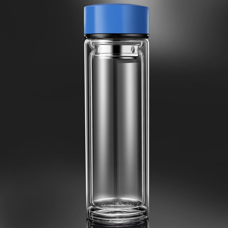 Κούπα τσαγιού με διπλό τοίχωμα από πυριτικό γυαλί, μονωμένη και ανθεκτική σε υψηλές θερμοκρασίες, περιλαμβάνει φίλτρο, μοντέρνος μινιμαλιστικός σχεδιασμός