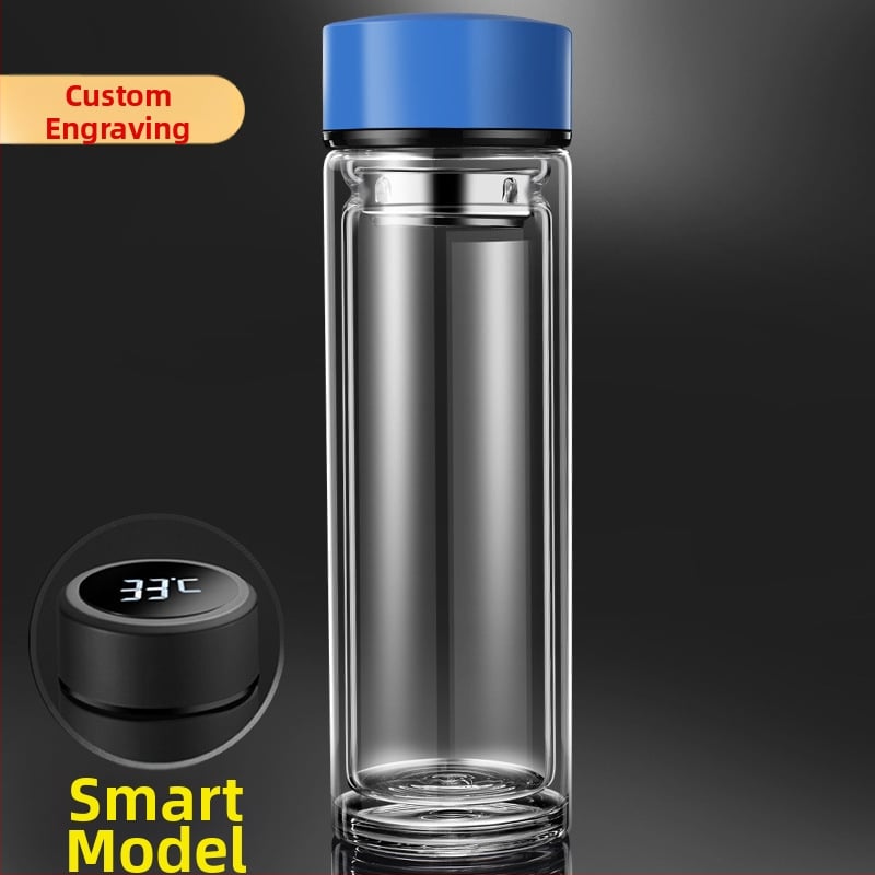 Κούπα τσαγιού με διπλό τοίχωμα από πυριτικό γυαλί, μονωμένη και ανθεκτική σε υψηλές θερμοκρασίες, περιλαμβάνει φίλτρο, μοντέρνος μινιμαλιστικός σχεδιασμός