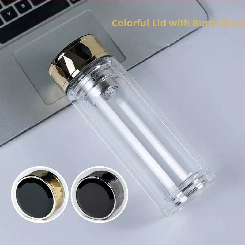 Κούπα τσαγιού με διπλό τοίχωμα από πυριτικό γυαλί, μονωμένη και ανθεκτική σε υψηλές θερμοκρασίες, περιλαμβάνει φίλτρο, μοντέρνος μινιμαλιστικός σχεδιασμός