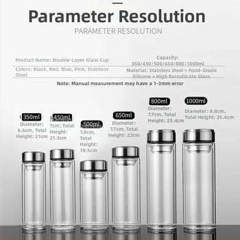 Γυάλινο ποτήρι τσαγιού από borosilicate με διπλό τοίχωμα, καπάκι και φίλτρο – στεγανό, δυνατότητα εξατομικευμένου λογότυπου, επαγγελματικό δώρο γραφείου