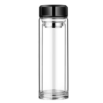 Γυάλινο ποτήρι τσαγιού από borosilicate με διπλό τοίχωμα, καπάκι και φίλτρο – στεγανό, δυνατότητα εξατομικευμένου λογότυπου, επαγγελματικό δώρο γραφείου
