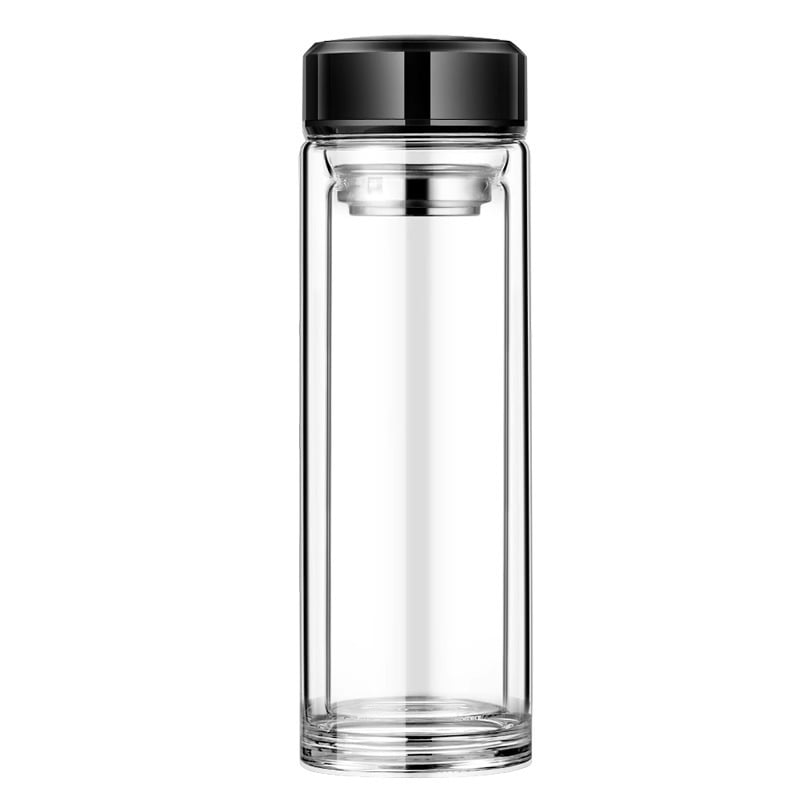 Γυάλινο ποτήρι τσαγιού από borosilicate με διπλό τοίχωμα, καπάκι και φίλτρο – στεγανό, δυνατότητα εξατομικευμένου λογότυπου, επαγγελματικό δώρο γραφείου