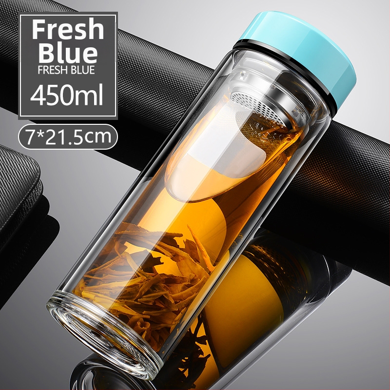 Γυάλινο ποτήρι τσαγιού από borosilicate με διπλό τοίχωμα, καπάκι και φίλτρο – στεγανό, δυνατότητα εξατομικευμένου λογότυπου, επαγγελματικό δώρο γραφείου