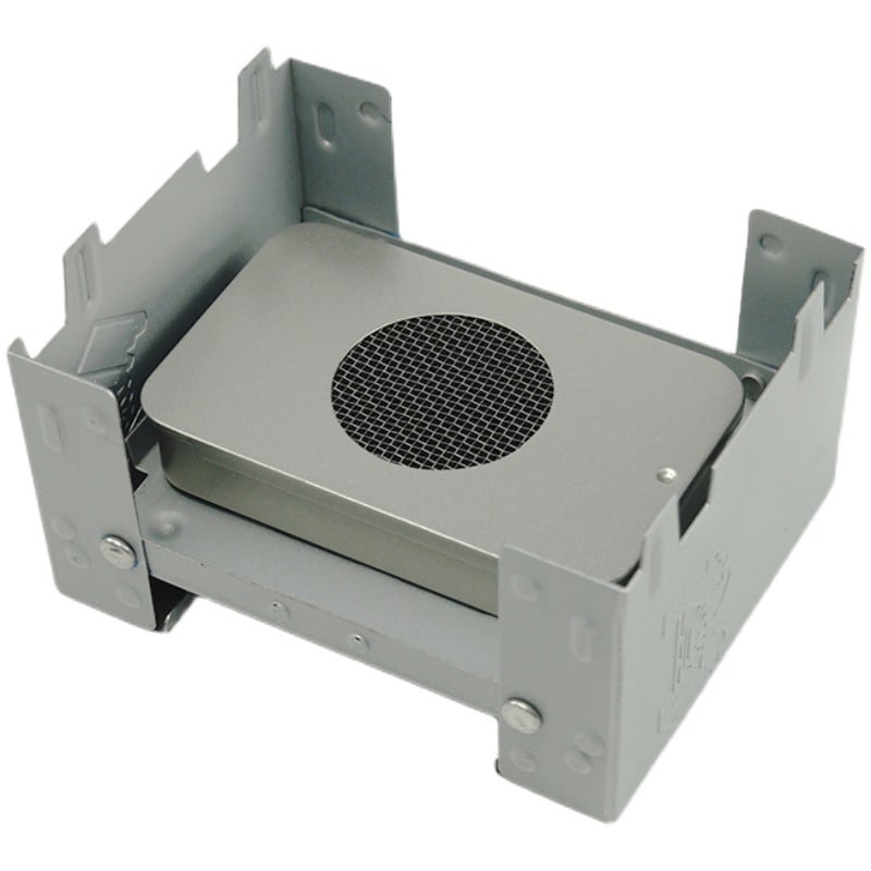 Преносима алкохолна печка за 1–2 души, ултралека, ветроустойчива, с поддържане на топлина; материал: неръждаема стомана; тегло 22 g