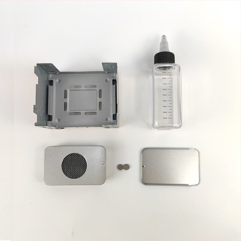 Преносима алкохолна печка за 1–2 души, ултралека, ветроустойчива, с поддържане на топлина; материал: неръждаема стомана; тегло 22 g