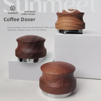 Πιεστήριο καφέ με λαβή από μασίβ ξύλο και ατσάλι No.50; 0,6 kg; μοντέρνος, απλός σχεδιασμός; δυνατότητα εκτύπωσης λογοτύπου; προσαρμογή; premium προϊόν