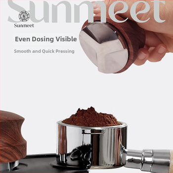 Πιεστήριο καφέ με λαβή από μασίβ ξύλο και ατσάλι No.50; 0,6 kg; μοντέρνος, απλός σχεδιασμός; δυνατότητα εκτύπωσης λογοτύπου; προσαρμογή; premium προϊόν