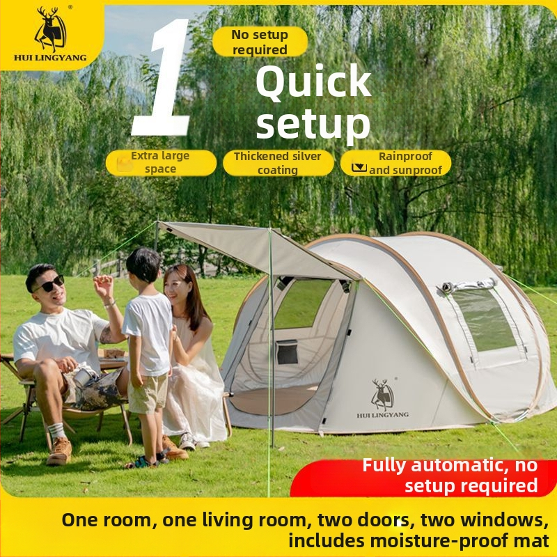 Pyramidová stan na kempovanie, jednovrstvá, ručné zostavenie, polyesterový vonkajší materiál, vodotesnosť 2000–3000 mm