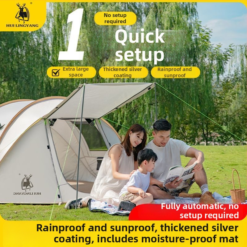 Pyramidová stan na kempovanie, jednovrstvá, ručné zostavenie, polyesterový vonkajší materiál, vodotesnosť 2000–3000 mm