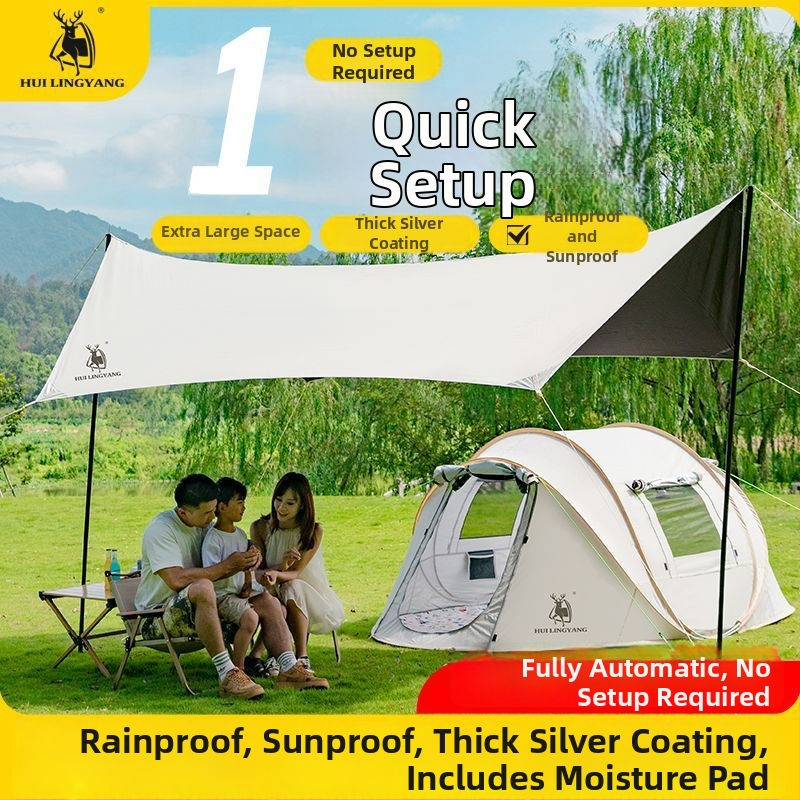 Pyramidová stan na kempovanie, jednovrstvá, ručné zostavenie, polyesterový vonkajší materiál, vodotesnosť 2000–3000 mm