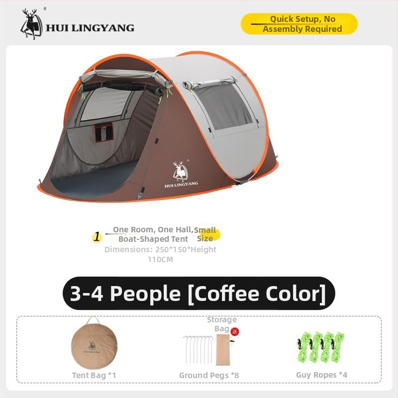 Pyramidová stan na kempovanie, jednovrstvá, ručné zostavenie, polyesterový vonkajší materiál, vodotesnosť 2000–3000 mm