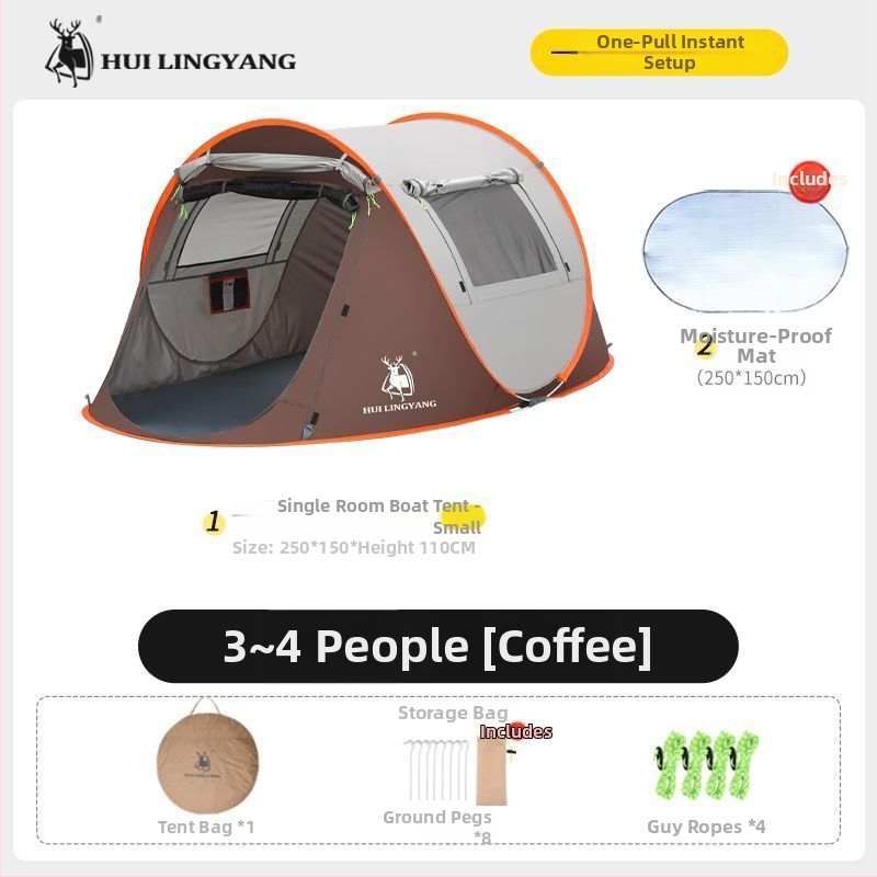 Pyramidová stan na kempovanie, jednovrstvá, ručné zostavenie, polyesterový vonkajší materiál, vodotesnosť 2000–3000 mm