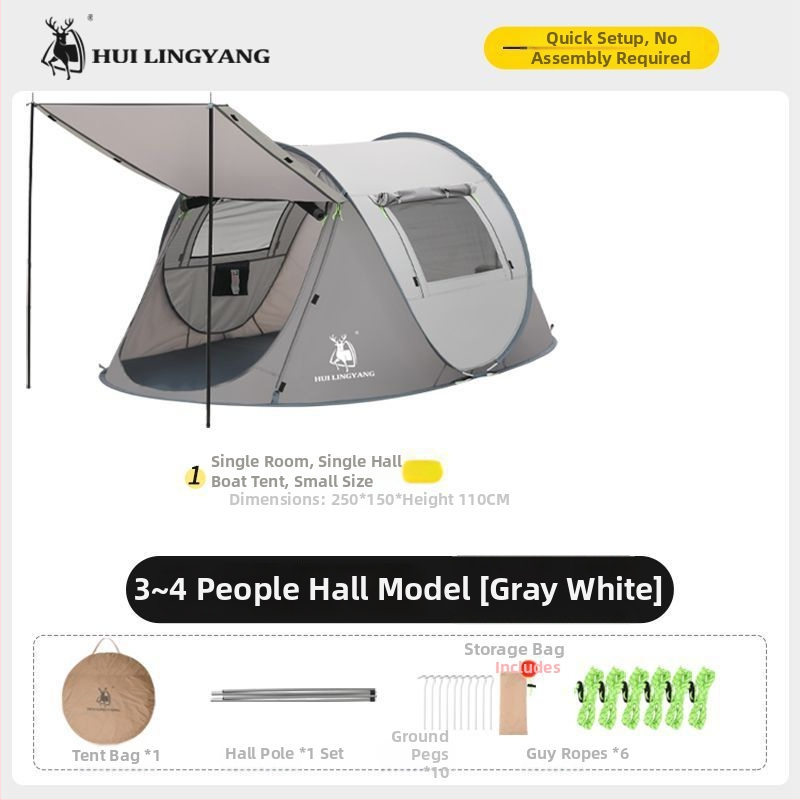 Pyramidová stan na kempovanie, jednovrstvá, ručné zostavenie, polyesterový vonkajší materiál, vodotesnosť 2000–3000 mm