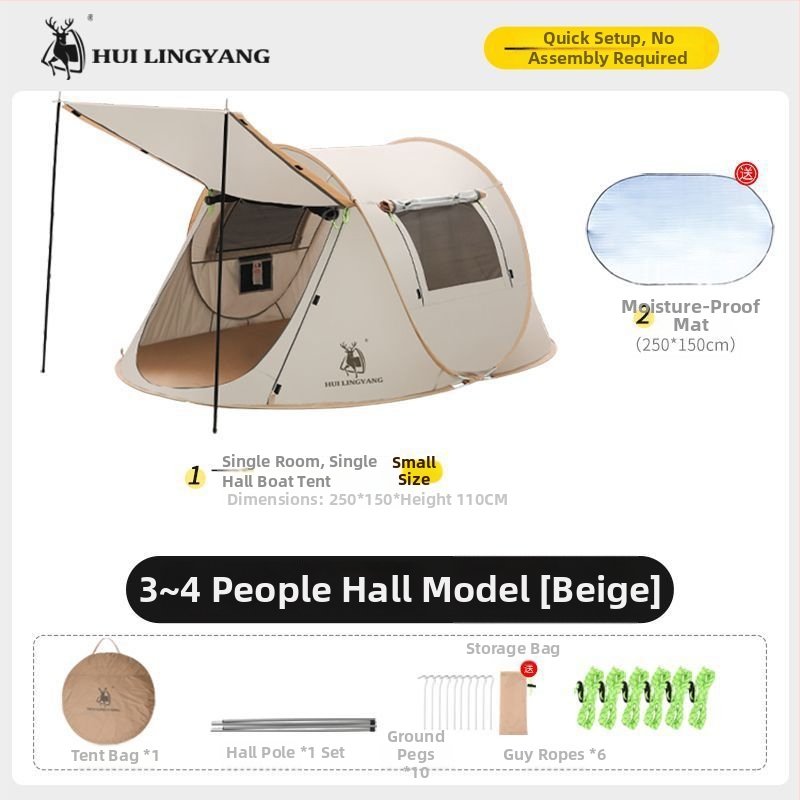 Pyramidová stan na kempovanie, jednovrstvá, ručné zostavenie, polyesterový vonkajší materiál, vodotesnosť 2000–3000 mm