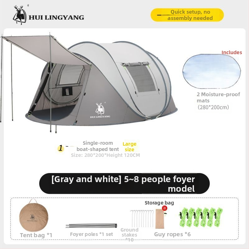 Pyramidová stan na kempovanie, jednovrstvá, ručné zostavenie, polyesterový vonkajší materiál, vodotesnosť 2000–3000 mm