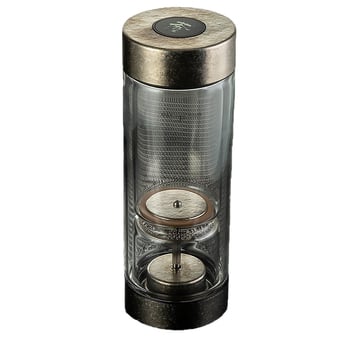 Κυκλική κούπα τσαγιού με διαχωρισμό τσαγιού και νερού, διπλός τοίχος από πυρίμαχο γυαλί, βιδωτό καπάκι, αισθητήρας θερμοκρασίας