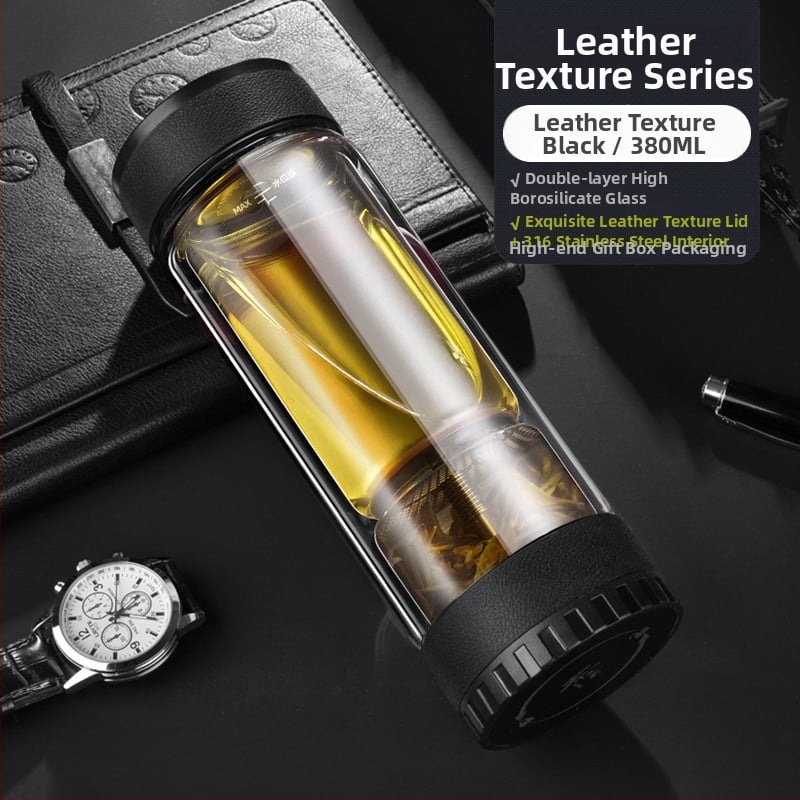 Κυκλική κούπα τσαγιού με διαχωρισμό τσαγιού και νερού, διπλός τοίχος από πυρίμαχο γυαλί, βιδωτό καπάκι, αισθητήρας θερμοκρασίας