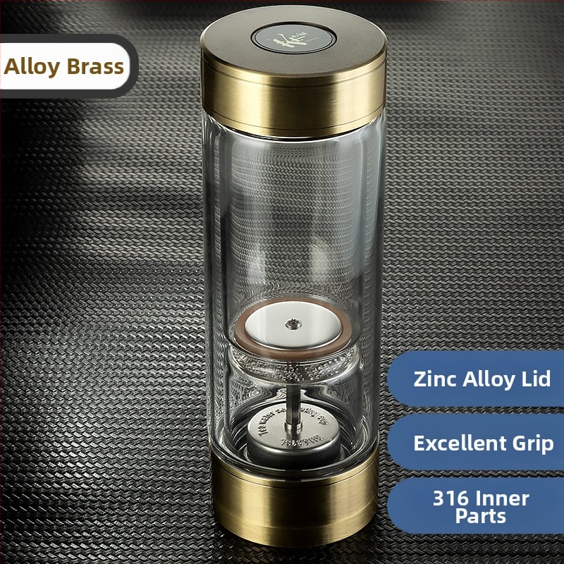 Κυκλική κούπα τσαγιού με διαχωρισμό τσαγιού και νερού, διπλός τοίχος από πυρίμαχο γυαλί, βιδωτό καπάκι, αισθητήρας θερμοκρασίας