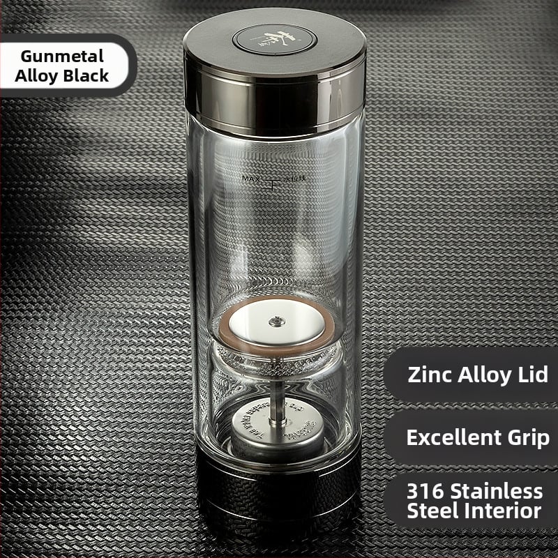 Κυκλική κούπα τσαγιού με διαχωρισμό τσαγιού και νερού, διπλός τοίχος από πυρίμαχο γυαλί, βιδωτό καπάκι, αισθητήρας θερμοκρασίας