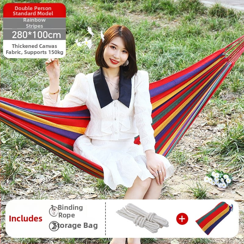 Kültéri vászon-hamakus hintaszék, megerősített kivitel, teherbírás 300 kg, tömeg 1,5 kg, kempingezéshez