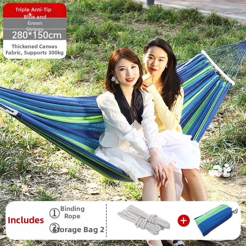 Kültéri vászon-hamakus hintaszék, megerősített kivitel, teherbírás 300 kg, tömeg 1,5 kg, kempingezéshez