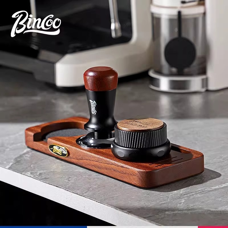 Bincoo baza za pohranu stroja za kavu s orahovim drvom i metalnim dijelovima | kod proizvoda Gykf1043 | stil: lagani luksuz retro | prikladno za ured i dom