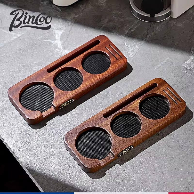 Bincoo baza za pohranu stroja za kavu s orahovim drvom i metalnim dijelovima | kod proizvoda Gykf1043 | stil: lagani luksuz retro | prikladno za ured i dom