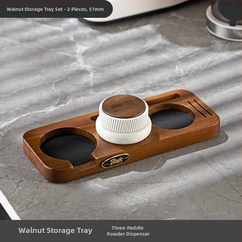 Bincoo baza za pohranu stroja za kavu s orahovim drvom i metalnim dijelovima | kod proizvoda Gykf1043 | stil: lagani luksuz retro | prikladno za ured i dom