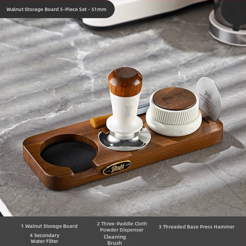 Bincoo baza za pohranu stroja za kavu s orahovim drvom i metalnim dijelovima | kod proizvoda Gykf1043 | stil: lagani luksuz retro | prikladno za ured i dom