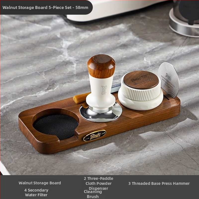 Bincoo baza za pohranu stroja za kavu s orahovim drvom i metalnim dijelovima | kod proizvoda Gykf1043 | stil: lagani luksuz retro | prikladno za ured i dom