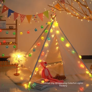 Lumină decorativă LED pentru cort, cu motive de stele și nori curcubeu, 20-2000 LED, 3.8W, IP44, alimentare solară/DC